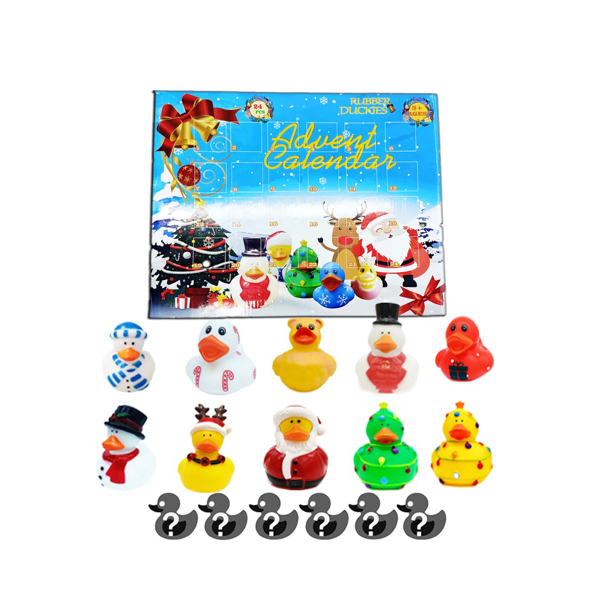New Xmas Toy Bath Duck Bath Toy Christmas Countdown Calendar Gifts Advent Calendar 2024 Christmas Rubber Ducks for Kids