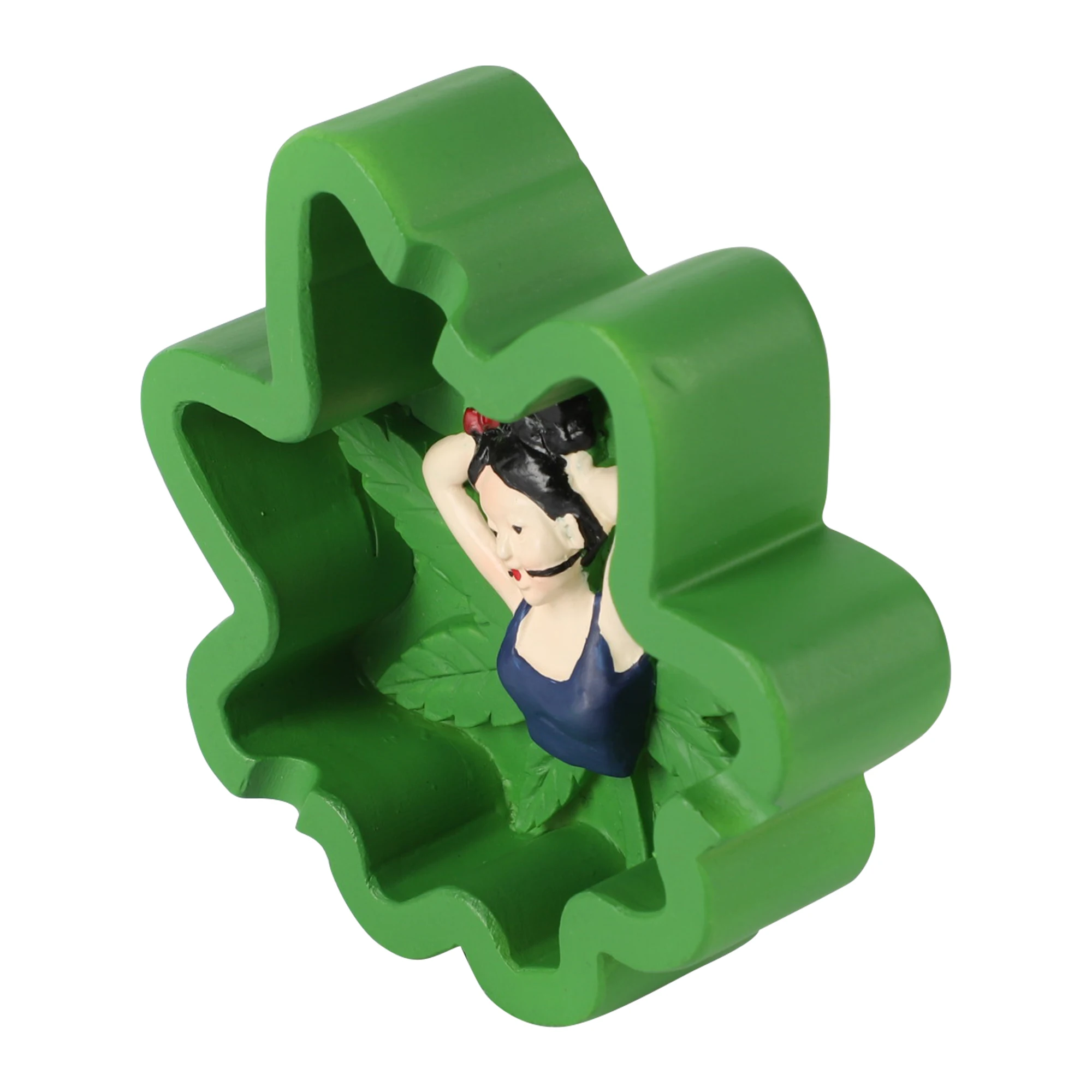 UKETA Customized New Design portable smoking accessories Leaf shape Ash tobacco table pull ring cigarette resin ashtrays