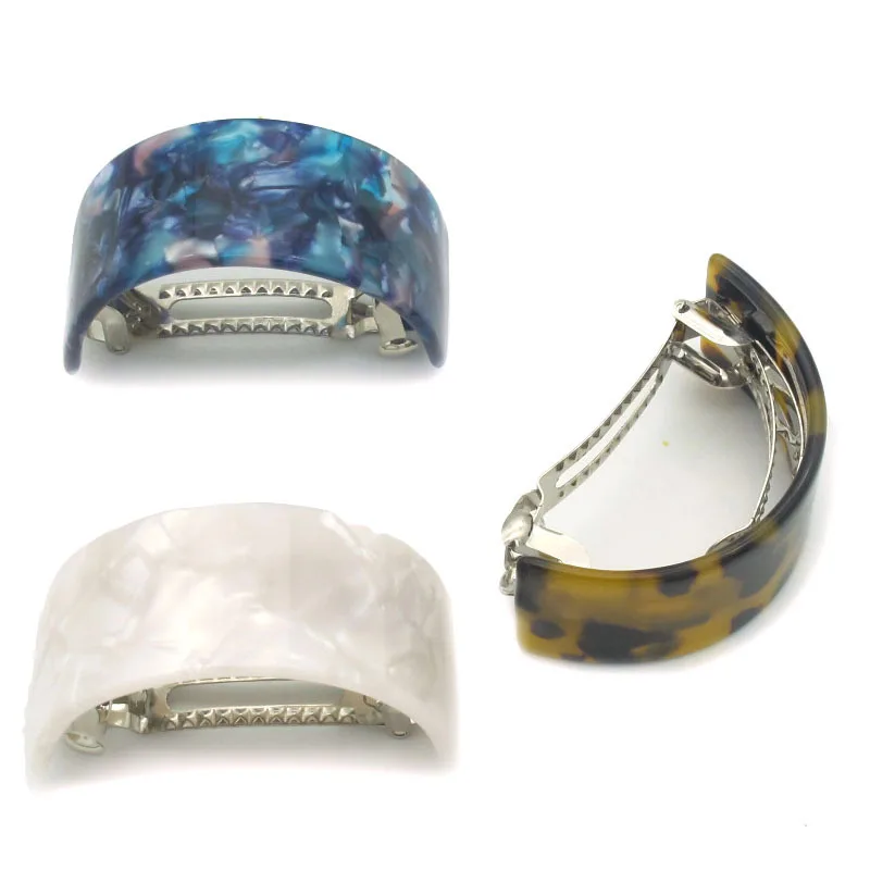 Japan Style Semi Arc Round Acetate Thick Hair Barrette Pin French Clip Women Hair Tail  Oversized Barrettes