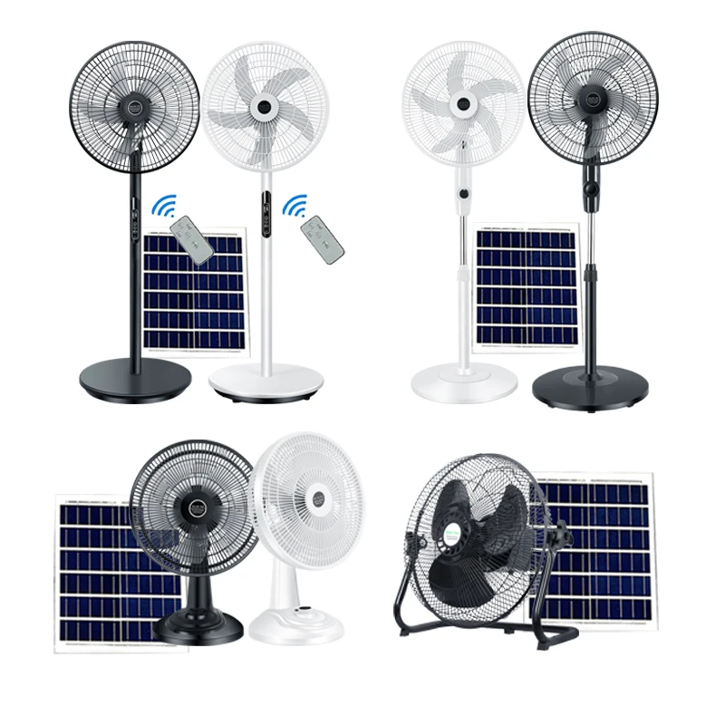 Summer solar rechargeable electric fans 12 inch large capacity mobile Rechargeable solar fans for for Household/Camping/Fishing