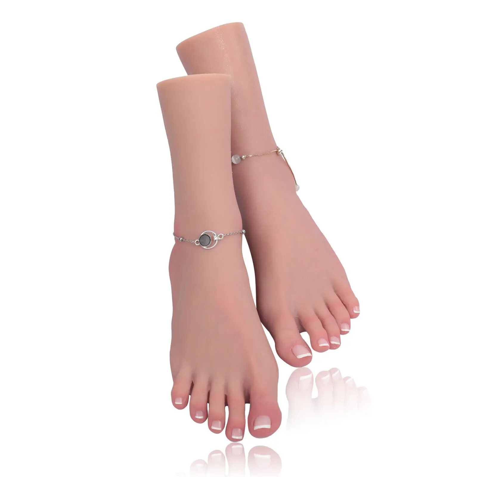 1:1 Female Foot Model 1 Pair Silicone Soft Wrinkles on Soles of Feet LifeSize Mannequin Feet Shoes Display Model