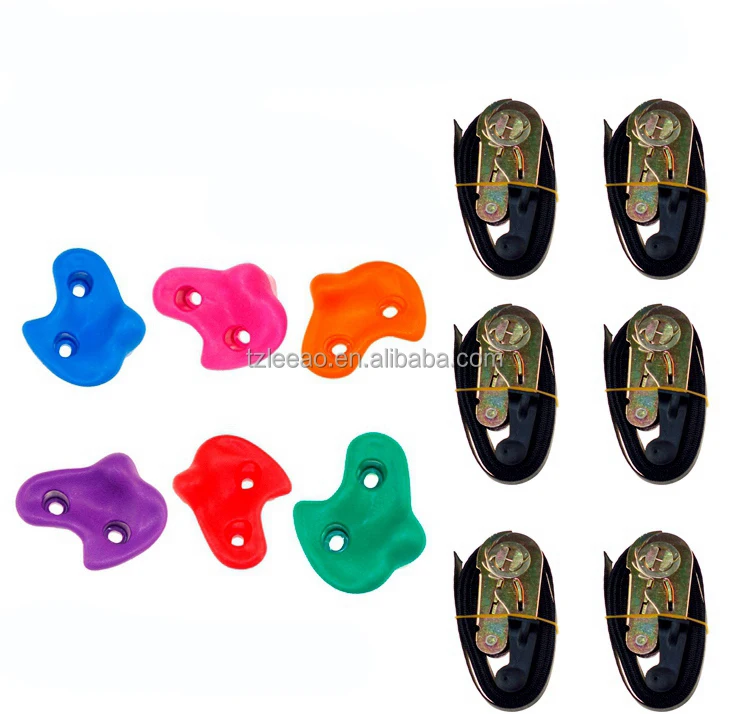  plastic climbing rock out door 12Pcs Kids Obstacle Course Training Tree Climbing Holds with 6 Ratchet