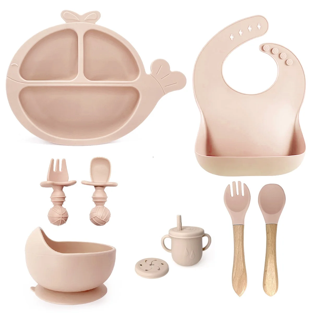 Hot Sale Homeware Silicone Feeding Set Baby Spill-Proof Silicon Tableware BPA Free For Kids Charger Silicone Plate Dish Sets