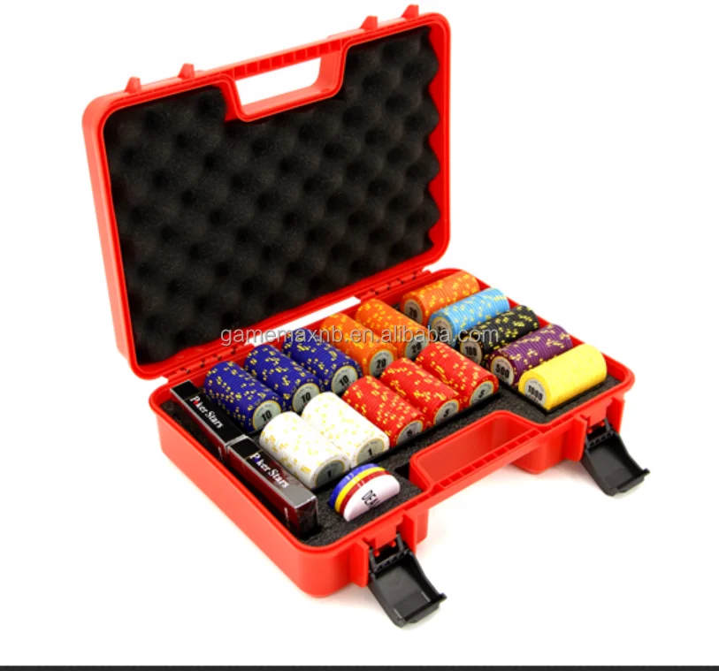 Patent certificate copyright exclusive custom 300pcs poker chips RED case . waterproof and anti-explosion