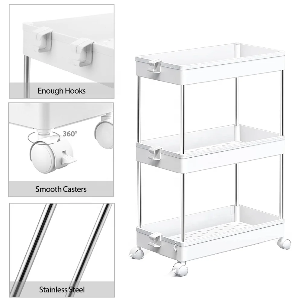 Hot Selling 3 Layers 3-tier Kitchen Storage Shelf Rack Steel Kitchen Stand Table Storage Shelf