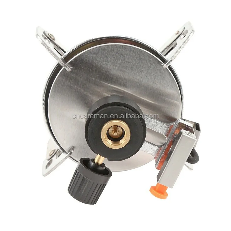 3500w Mini Integrated Camping Gas Stove, Pocket Compact Hiking Gas Burner Cooker w/Green Plastic Carry Case Big/Large Fire Plate