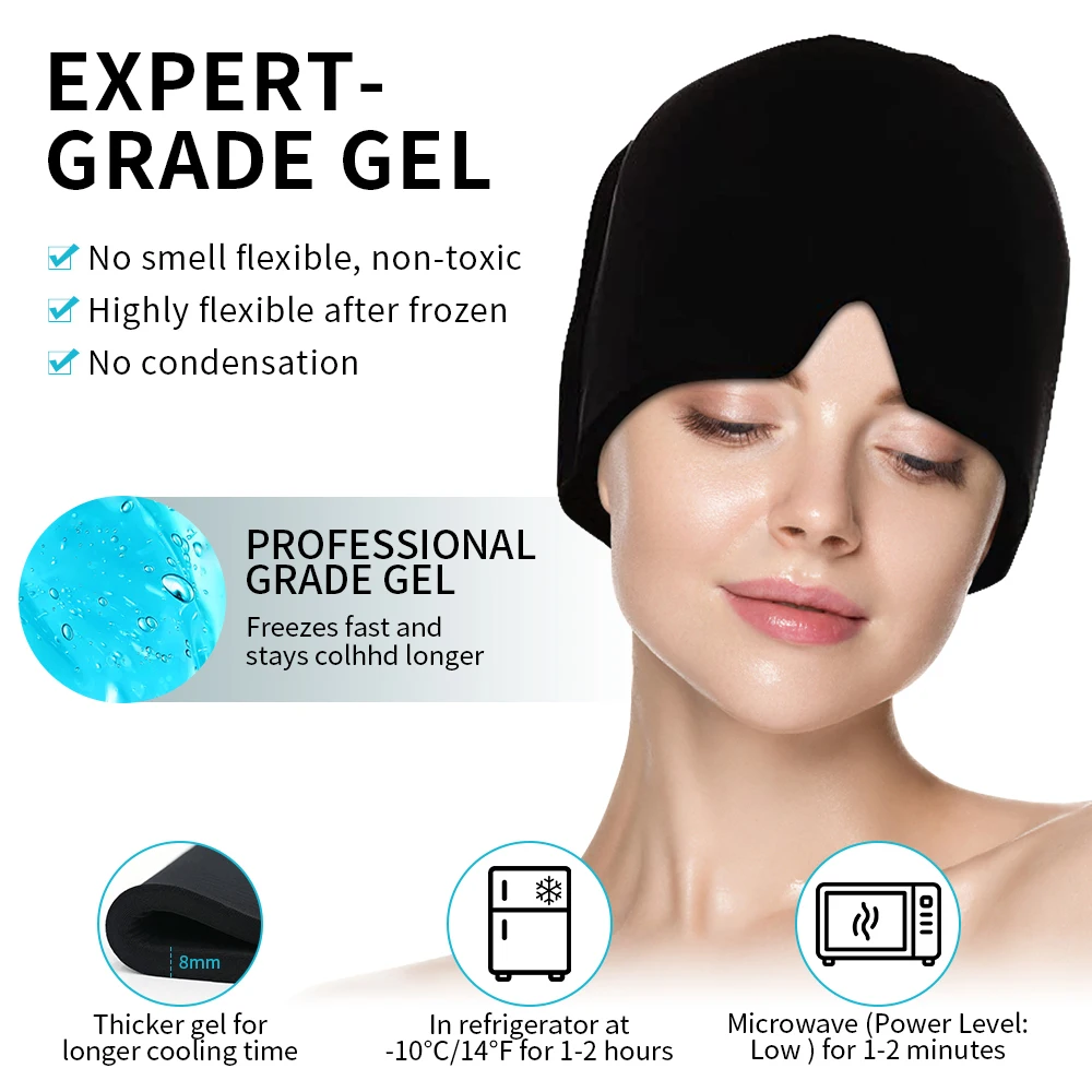 Custom Migraine Relief Cap Soothing Headache Ice Pack Mask Products Cooling Gel Hat Face Cold Compress Head Wrap for Tension