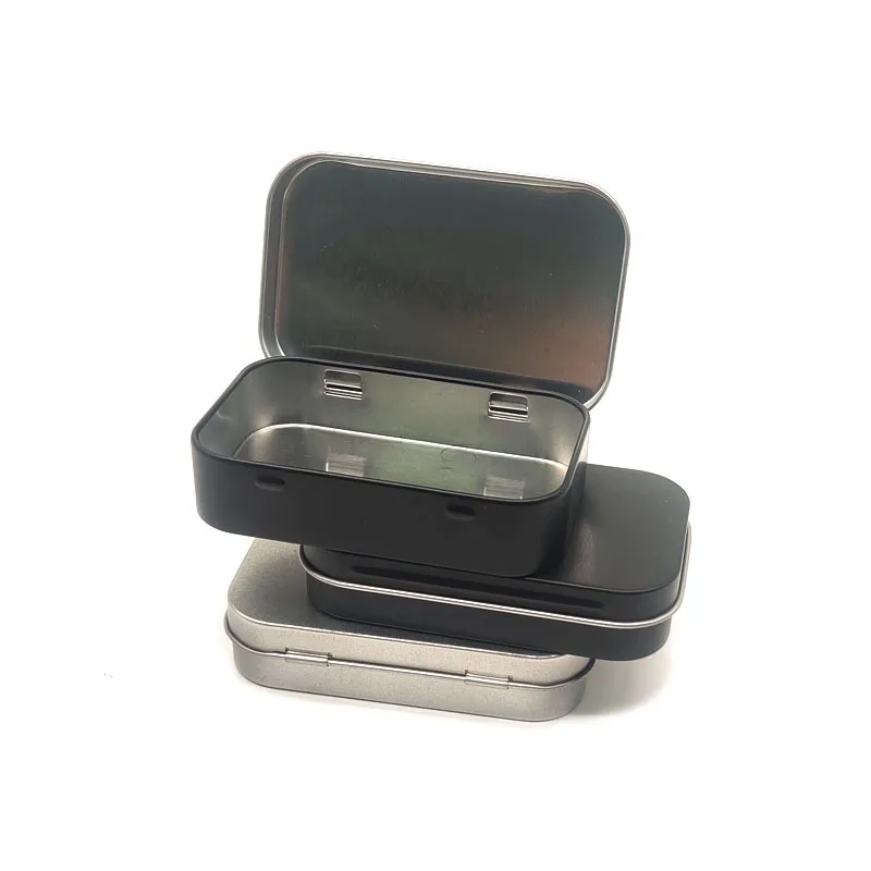 Recyclable Wholesale Custom Printed Small Metal Rectangular Empty Hinged Tins Box