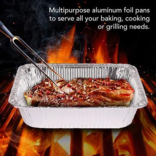 Steam Table Tin Pans Food Grade Disposable Foil Great for Cooking Heating Storing Prepping Food Half Size Aluminum Pans 9x13