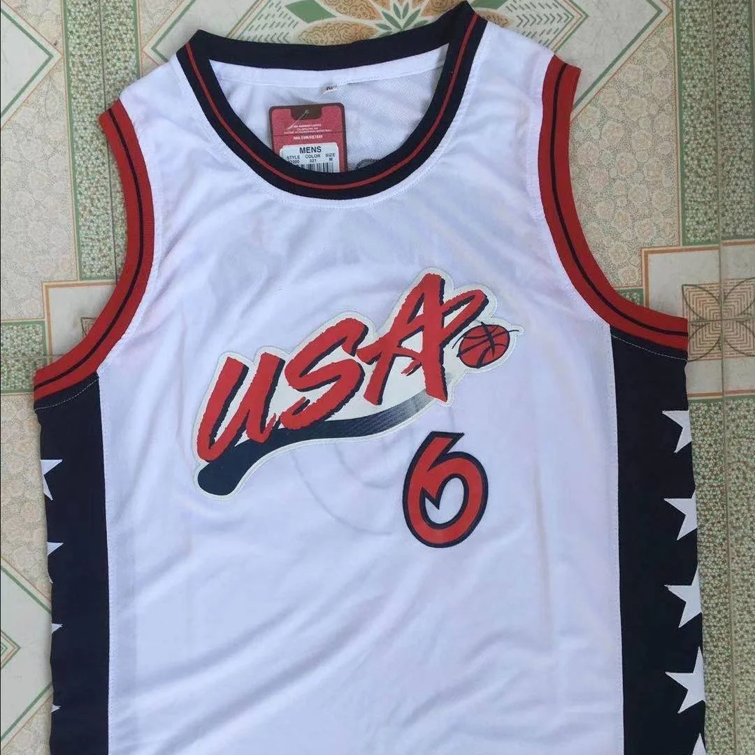 
Hardaway #6 u s a basketball jersey youth basketball team uniform red black white p ba jersey stitched basketball 