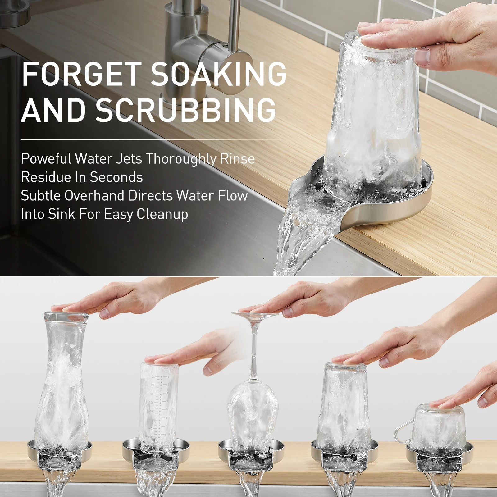 Automatic glass cup rinser kitchen sink baby bottle washer machine bar accessories