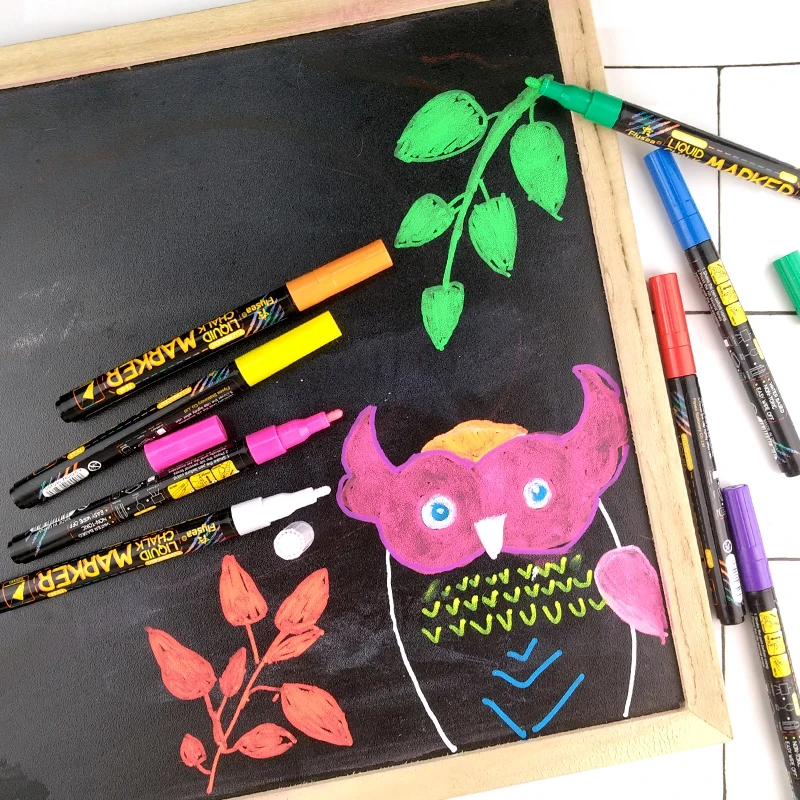 Флуоресцентный Жидкий Мел для канцелярских принадлежностей и Светодиодная доска письма маркер-ручка 1 мм