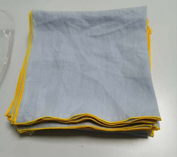 locking/scrolled up hem high quality French pure flax linen napkins with stone washing for wholesale ,wedding eventss