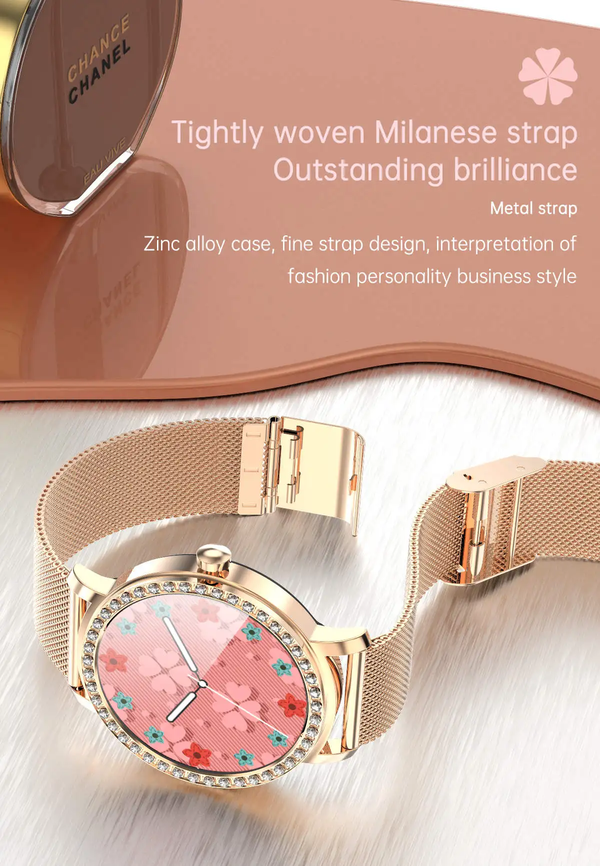 GW25 Menstrual Cycle Record Smartwatch for Girls Metal Strap Health Reminder Lady Smart Watch 2020