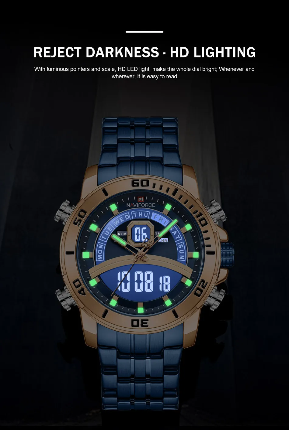 NAVIFORCE 9181  Nf9181 for Men Top Ranking Product Digital Sports Business Luxury Fashion Quartz Waterproof Watches