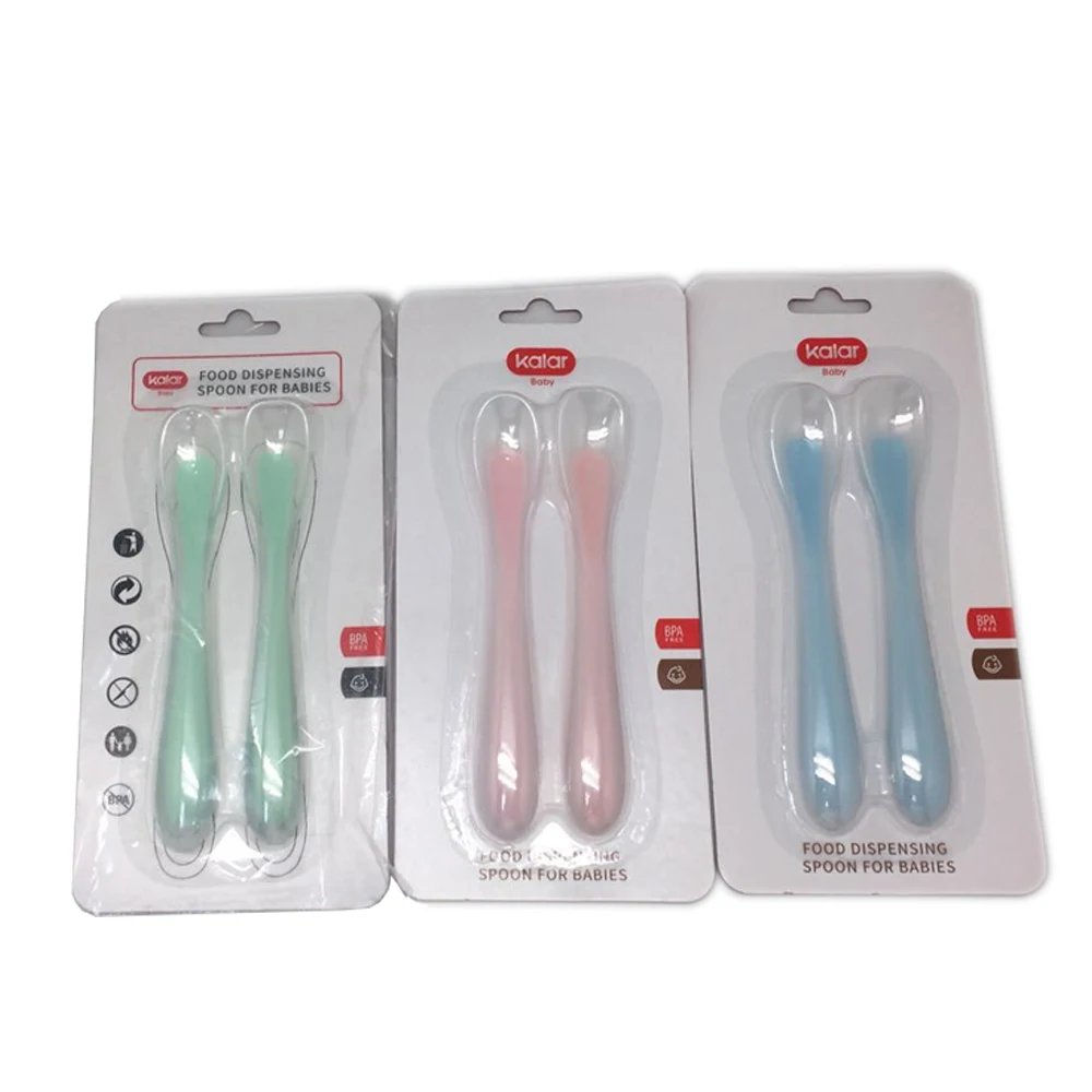 Set of 2  feeding silicone baby spoon