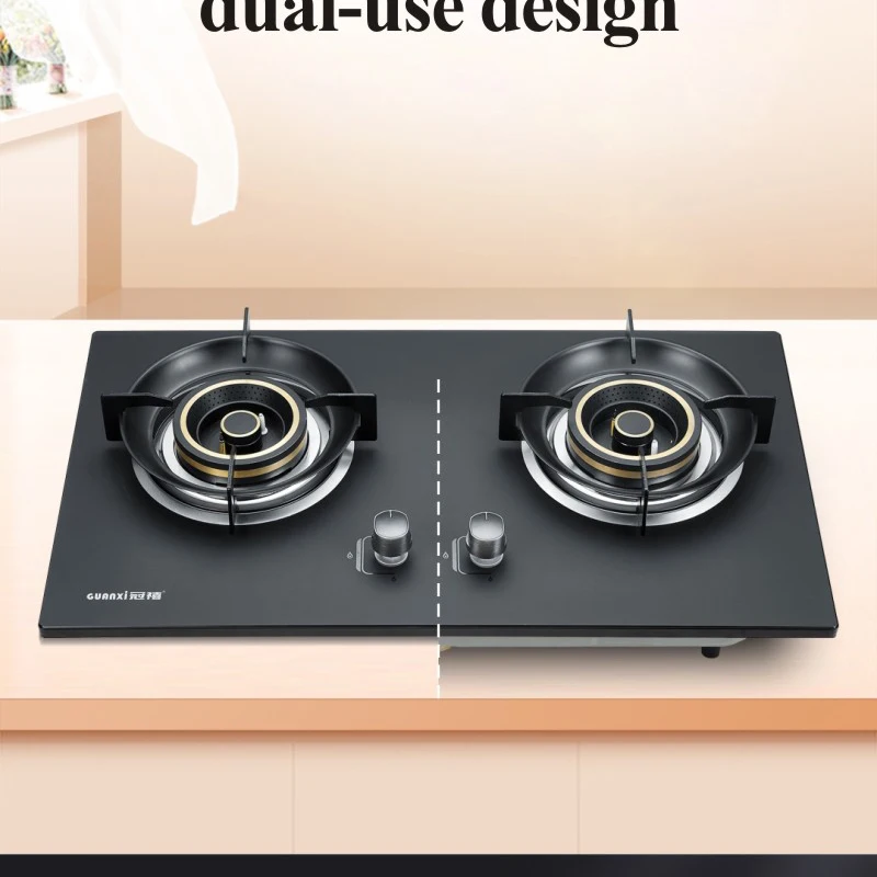 High Quality Household Kitchen Gas Cooktop Built In Tempered Glass 2 Burner Gas Stove