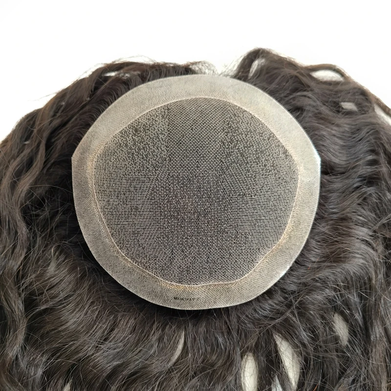 Natural Wave Swiss Lace Human Hair Topper With Pu Around Perimeter.