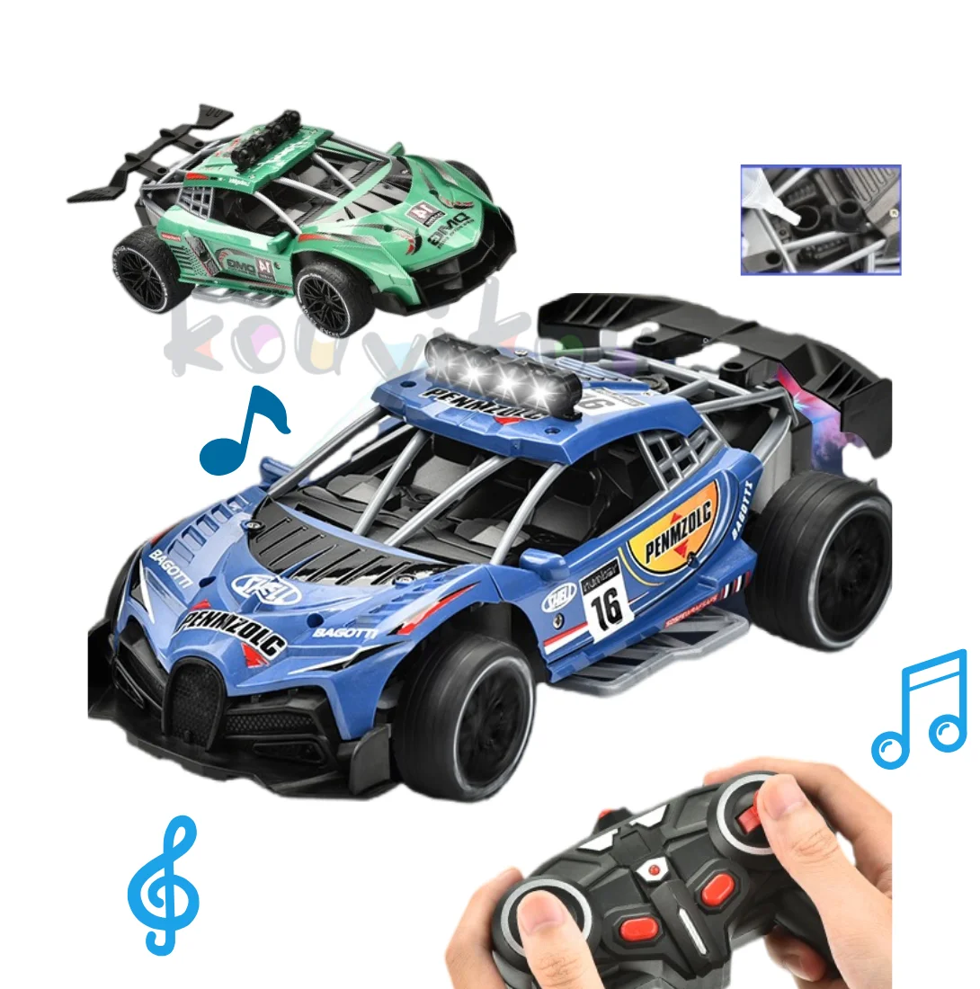kyk RC Car 2.4G High-Speed Remote Control music light Spray 1:16 Five channel new remote control car