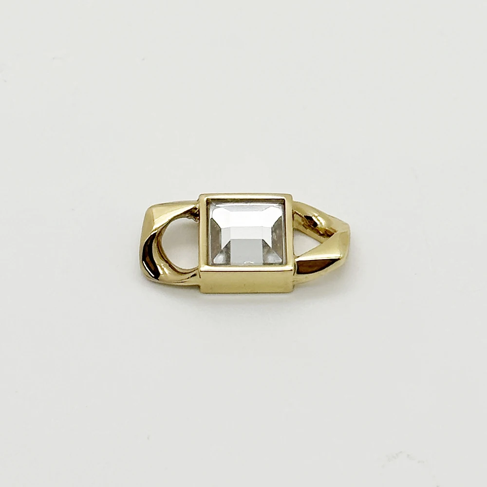 Small 21mm Custom Gold Metal Rectangle Shoes Buckle with Diamond