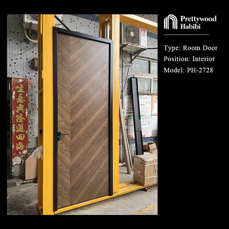 Водонепроницаемая дверь Prettywood для интерьера квартиры ванной комнаты деревянный ореховый дизайн
