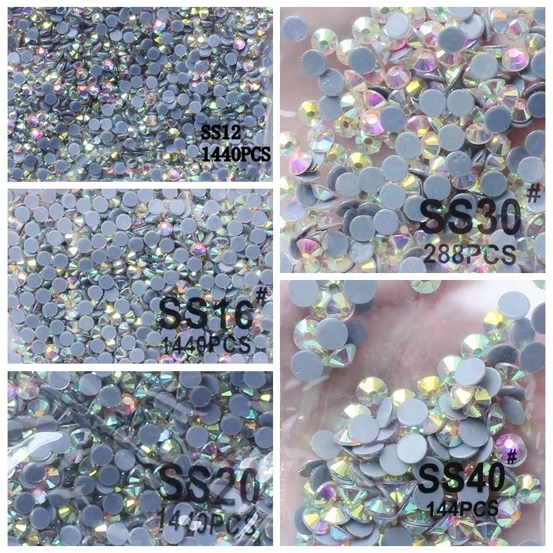 High Quality Crystal 1440pcs SS16 Hot-fix Rhinestones Crystal AB Flat Back Hot Fix Glass Rhinestone For Iron On Jeans