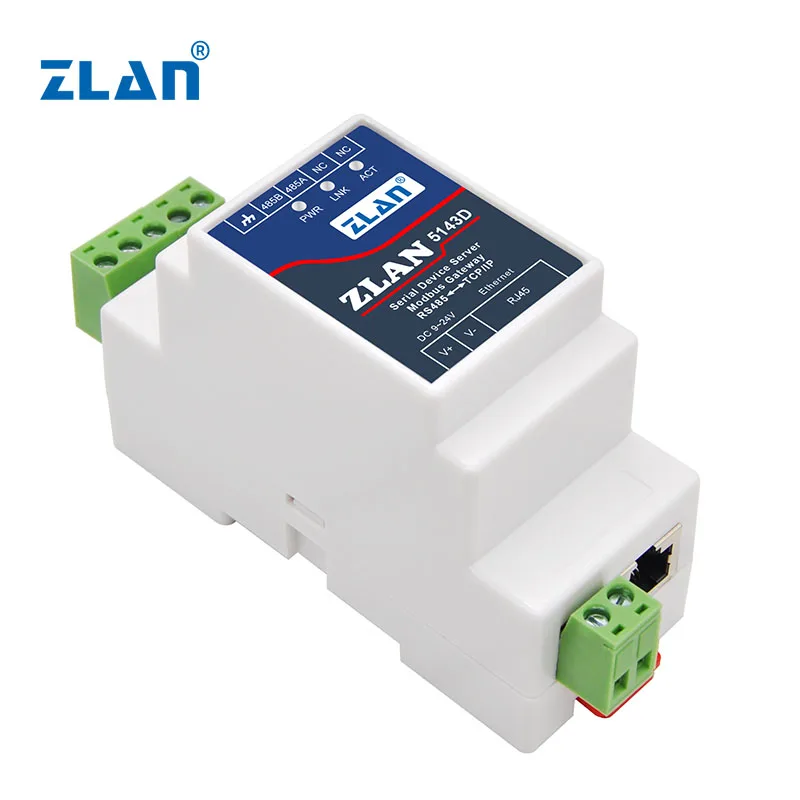 ZLAN5143D 1 Port DIN Type RS485 Serial to Ethernet Converter with Super Compact Design
