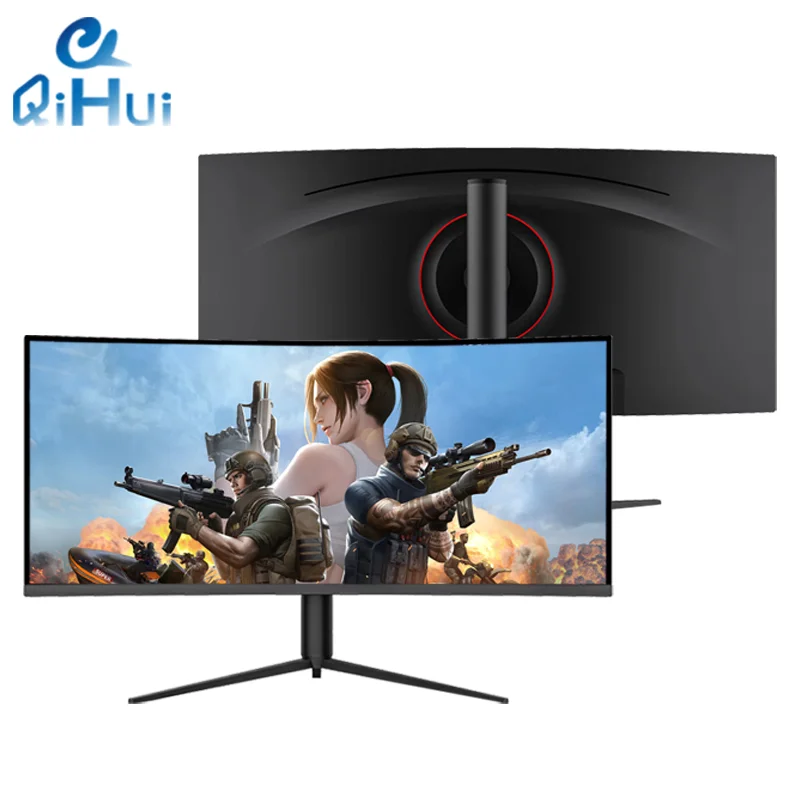 Qihui LCD Monitor 34 pulgadas 4k UHD de 1 ms 75 Hz Height Adjustable anti-blue light LED Monitor For Business & Study & Office