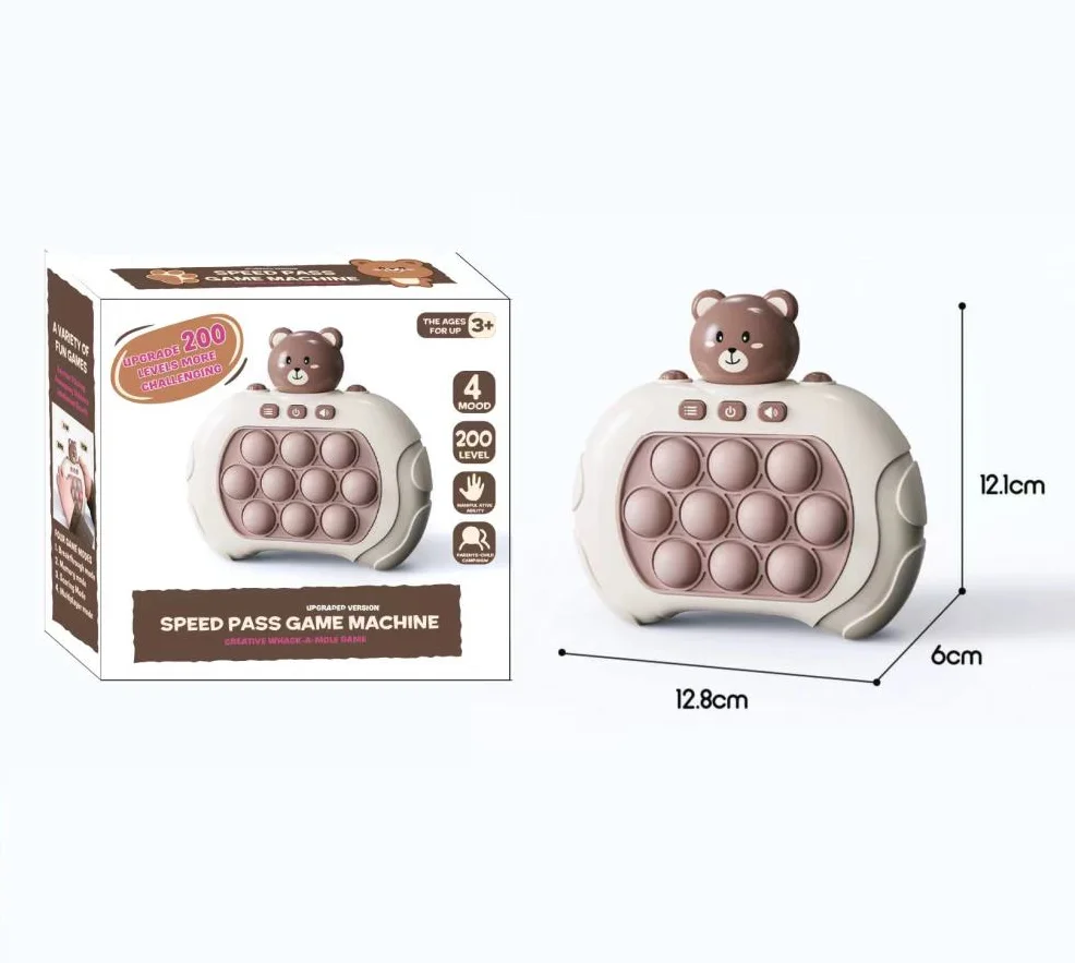 Handheld Whack-a-mole kids quick push game machine multi-functional bear shape two-color optional puzzle level decompression toy