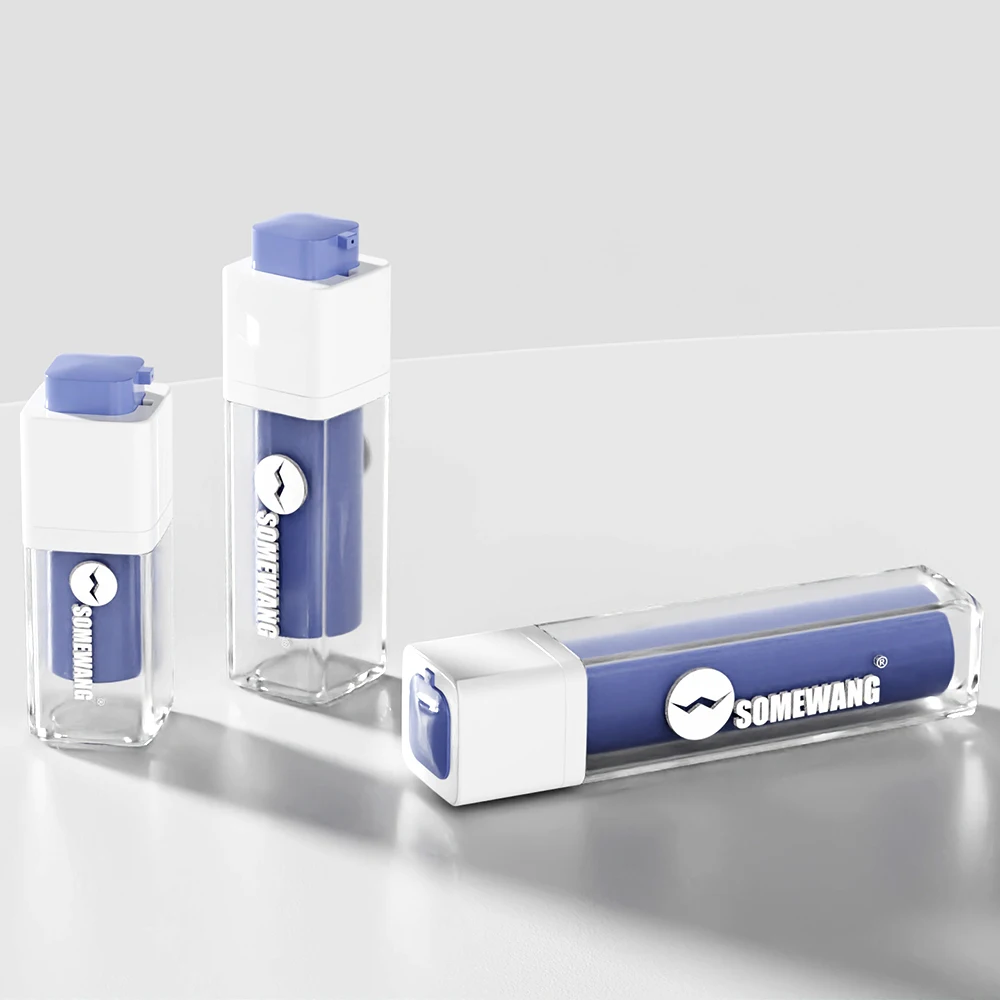 Custom Liquid Square Foundation Bottle as Plastic Airless Container with Pump Sealing and Logo Printing for Cosmetic Packaging