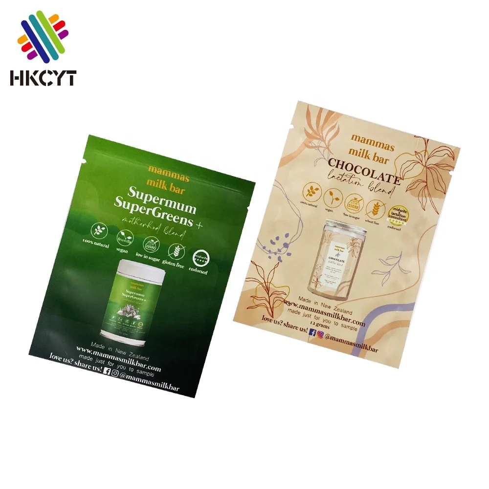 Sachet Packaging Cosmetic Aluminum Foil Bag Custom Logo Tea Packaging Pouch Three Side Seal Bag
