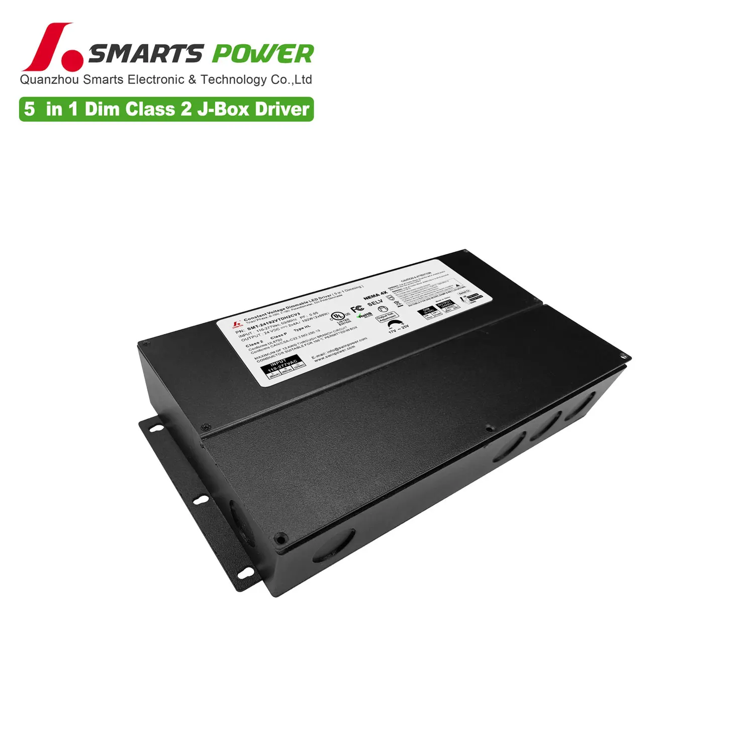 high power class 2 LED driver 192W Triac & 0-10V PWM (5 in 1) dimmable led power supply
