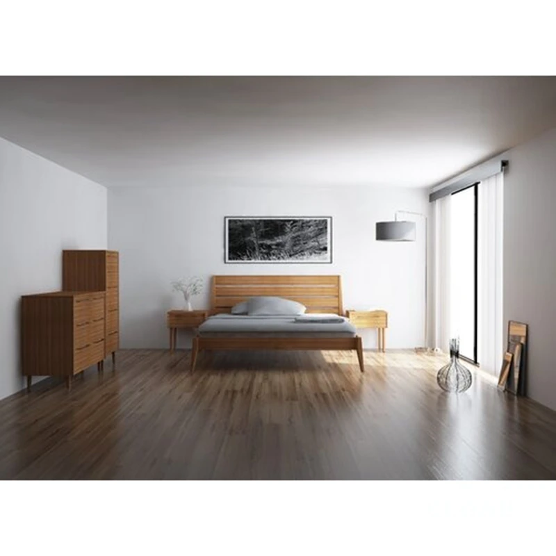 Solid wood bed frame king queen size bed wooden slats bedroom wood bamboo bed set