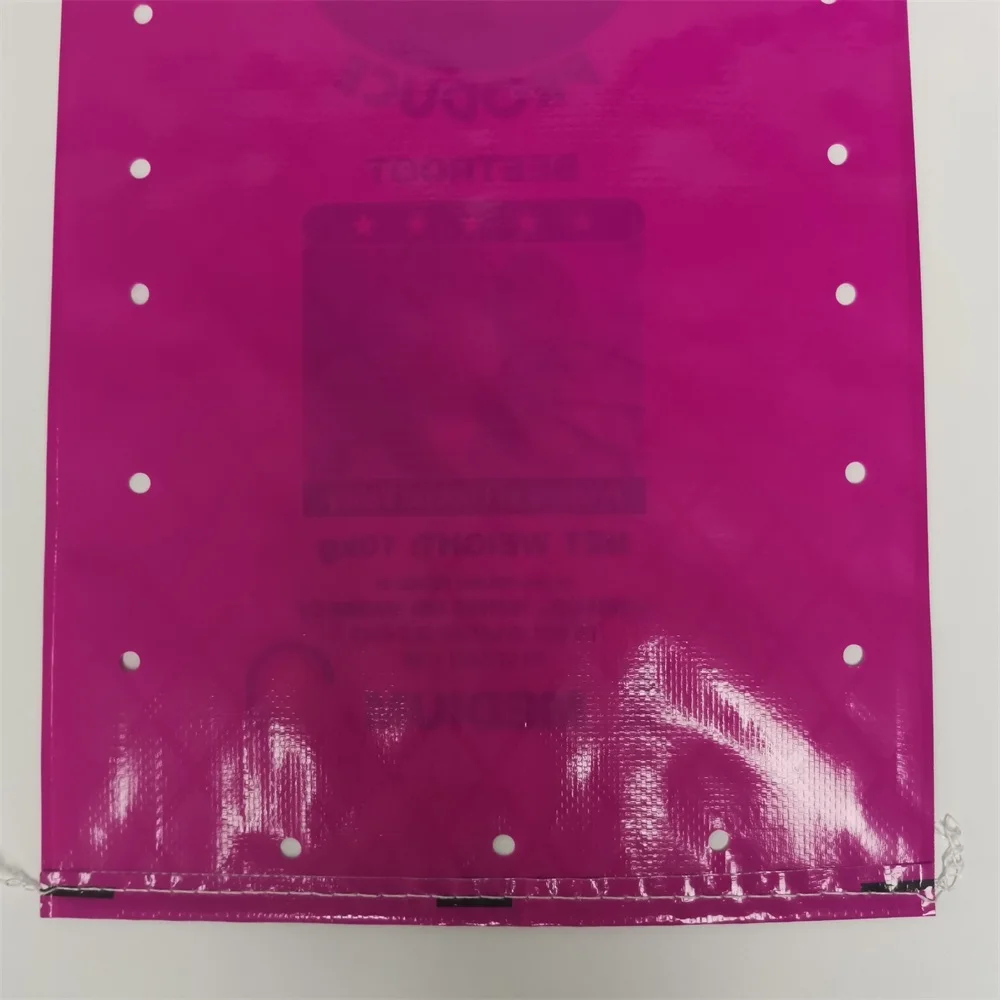 Ventilated Holes Pp Woven 40kg 50kg High Strength Onion Sack Potatoes Bopp Laminated Bag