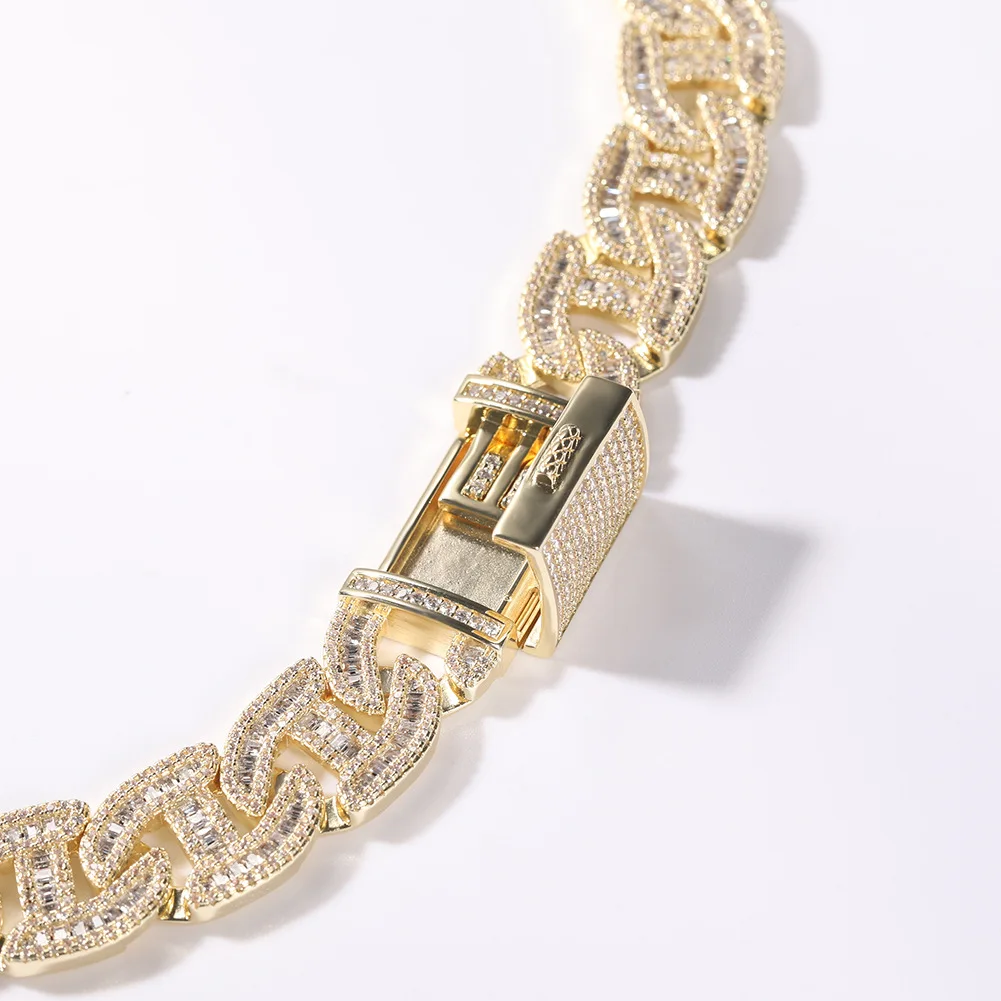 New heavy big punk iced out zirconia hip hop stainless steel cuban link chain for men and women