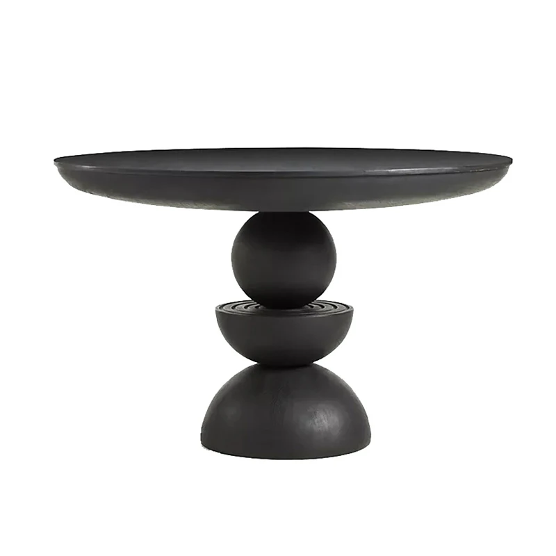 French vintage white solid wood dining table American oak carved round dining table for six people custom dining table