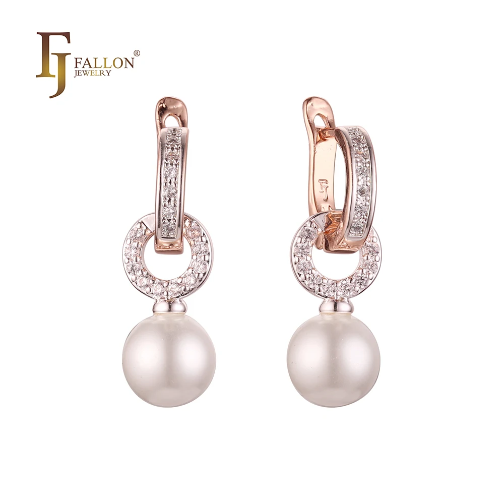F92202478 FJ Fallon модные ювелирные изделия жемчужные серьги с покрытием из 585 розового золота двухцветная латунь