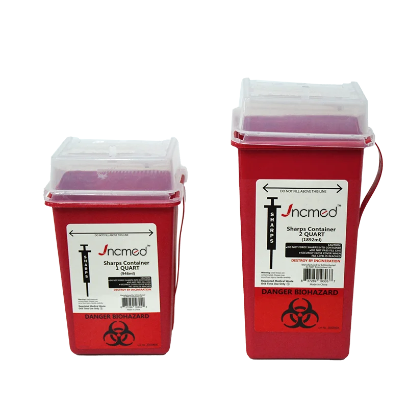 JCMED 1 quart sharp container sharps container biohazard needle disposal