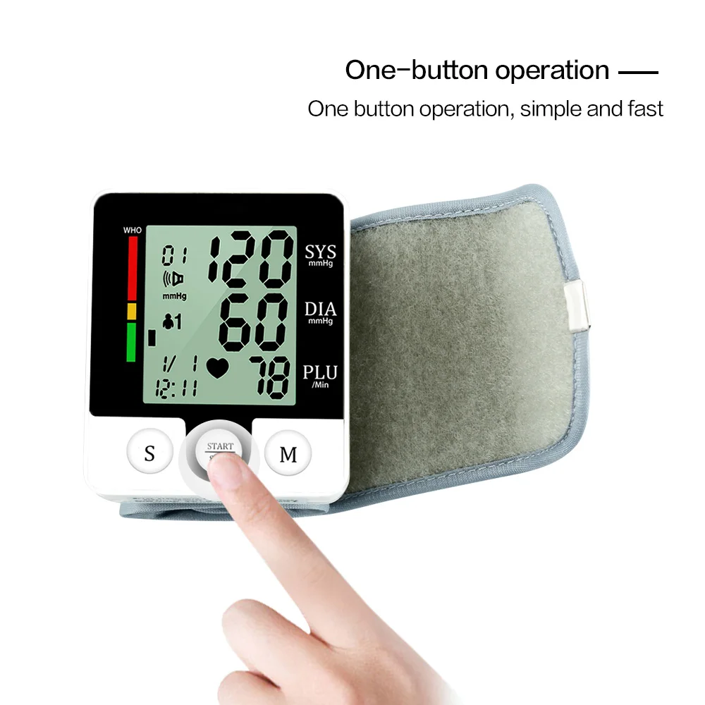 Wholesale LCD Wrist Blood Pressure Monitor Heart Beat Rate Pulse Blood Pressure Meter Digital BP Machine Sphygmomanometer