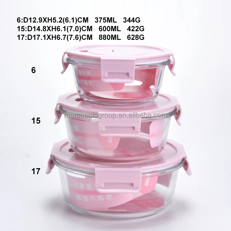 3pcs 4pcs set Heat-Resistant Glass Container Microwavable Food Container  with lock lid or wood lid for Back to School lunch box