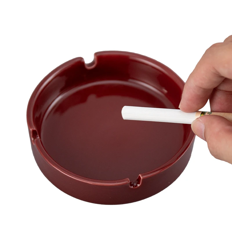wholesale new cheap outdoor custom logo round smoke ashtray customized mini ceramic ashtrays