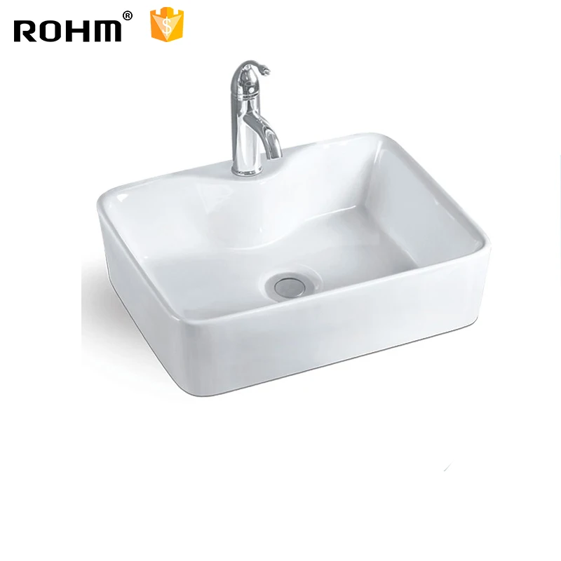 LM262 Ceramic Wash Basin Art Wash Basin Rectangular White Sanitary Ware Bathroom Sink Single Hole