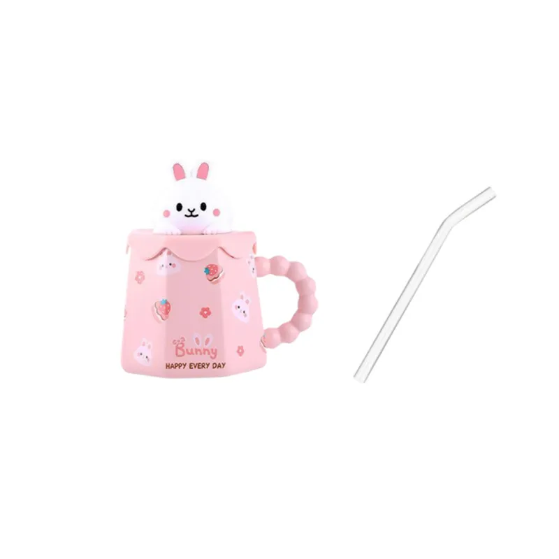 Good Quantity Cute Cartoon Lovely  Animal Ceramic Coffee Mug with Lid spoon Breakfast Cup Coffee Tea Mugs