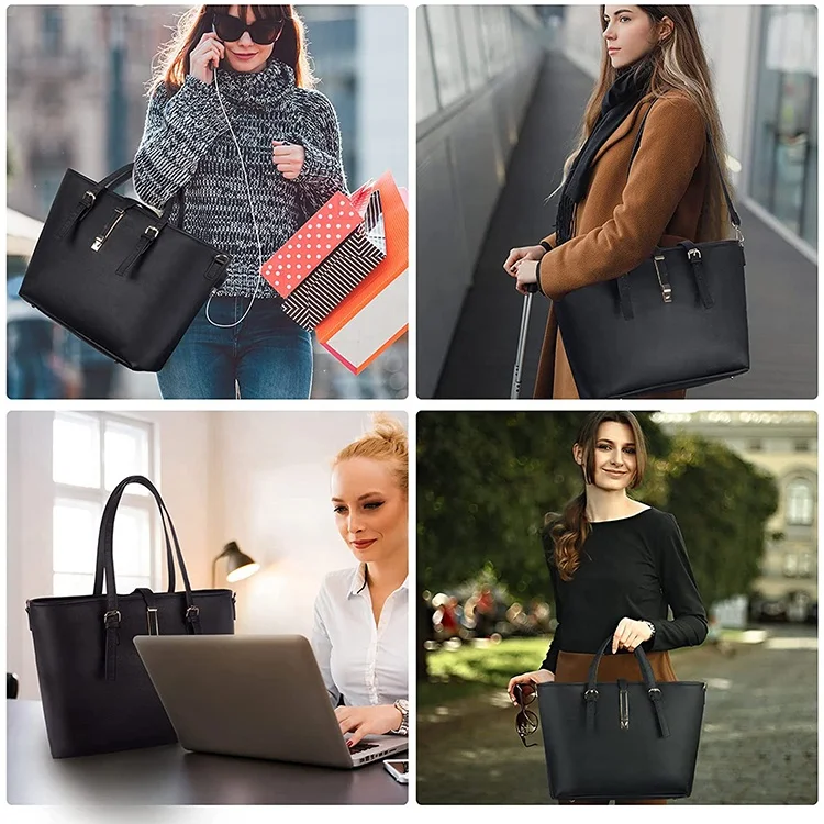 PU Leather Computer Bag Business Office Briefcase Purse Large Handbag Laptop Men Tote Bag with USB Port