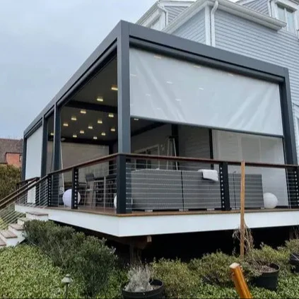 Factory Price Motorized Install Easily Sun Shading Waterproof Screens Outdoor Zip Blinds Roller Curtain For Outdoor