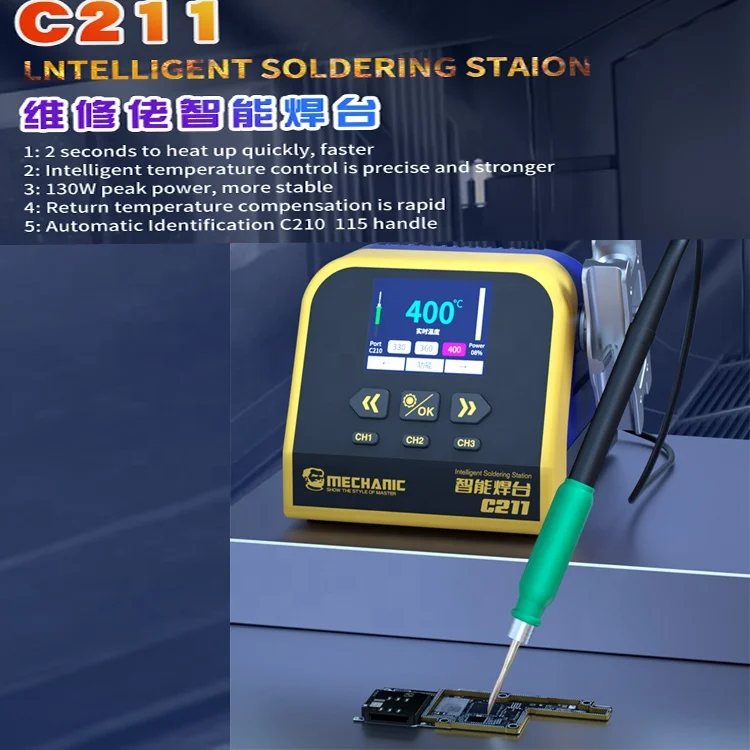 MECHANIC C211 130W Peak Power Welding Station C210 C115 Iron Handle for Mobile Phone Repair Intelligent Soldering