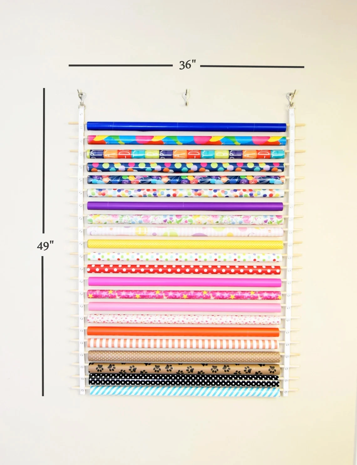 Handmade Wall Hanging Gift Wrap Storage 22 Rolls Christmas Gift Wrap Organizer Wrapping Paper Storage Rack