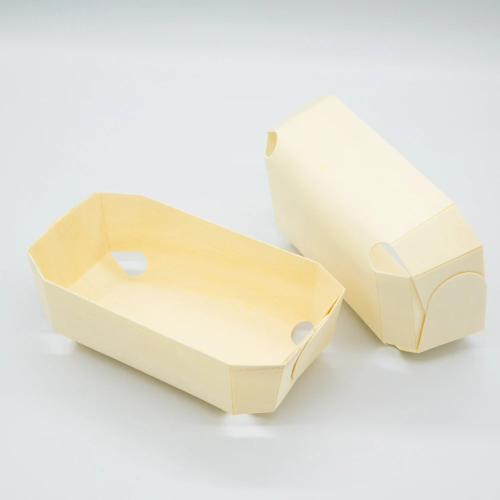 Chinese Hot Sale Decorative Customized Disposable Small Pine Wooden Serving Desserts Cake Food Boats Bowl for Sushi