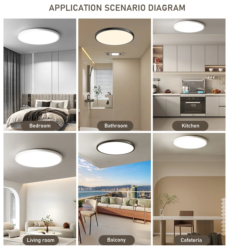 Indoor Lighting Ultra Thin Slim 3000k/4000k/6000k 3CCT Changeable Tri-Proof Round Led Ceiling Lights Flush Mount Ceiling Lamp