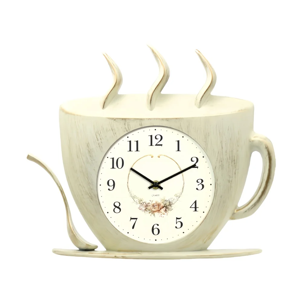 35cm Modern wall art home decor Hot sell Coffee Teapot Shape Kitchen Plastic Wall Clock for Dining Room